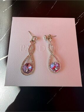 Pink Crystal Infinity Drop Earrings